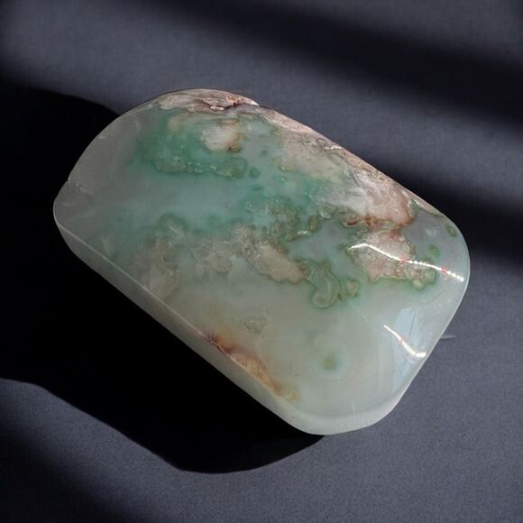 Green Flower Agate Crystal‎ Palmstone (#8) - Picture 1 of 13